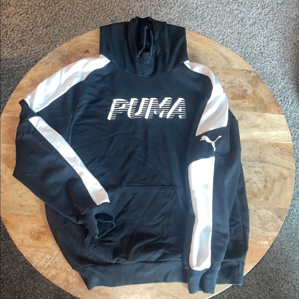 Puma Men's Black and White Hoodie